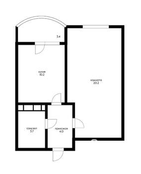 1-к квартира, вторичка, 43м2, 2/16 этаж