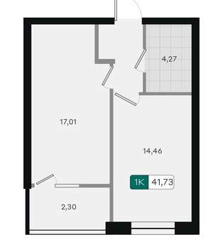 1-к квартира, вторичка, 42м2, 5/18 этаж