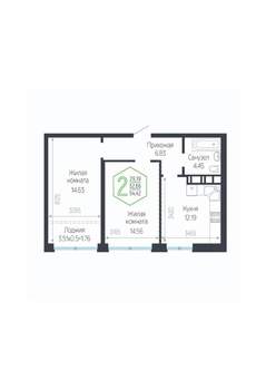 2-к квартира, вторичка, 55м2, 24/24 этаж