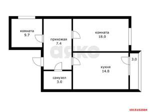 2-к квартира, вторичка, 56м2, 9/9 этаж