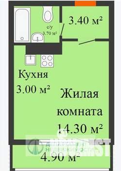 Студия квартира, вторичка, 20м2, 10/16 этаж