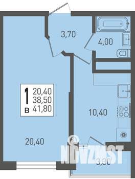 1-к квартира, строящийся дом, 42м2, 6/22 этаж