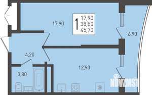 1-к квартира, вторичка, 46м2, 19/24 этаж