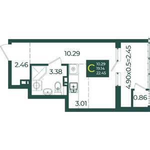 Студия квартира, вторичка, 22м2, 4/18 этаж