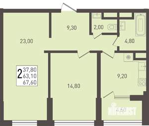 2-к квартира, вторичка, 68м2, 4/8 этаж