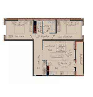 3-к квартира, вторичка, 73м2, 1/9 этаж
