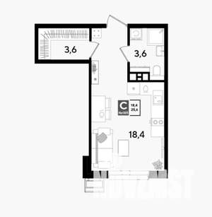 Студия квартира, строящийся дом, 26м2, 7/9 этаж