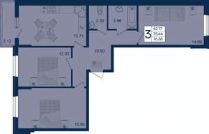 3-к квартира, вторичка, 76м2, 2/18 этаж