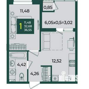 1-к квартира, вторичка, 37м2, 2/18 этаж