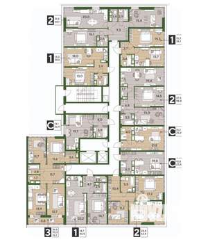 3-к квартира, строящийся дом, 76м2, 16/16 этаж