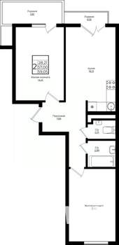 2-к квартира, вторичка, 59м2, 9/9 этаж
