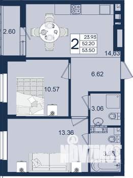 2-к квартира, вторичка, 54м2, 9/18 этаж