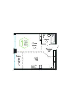 1-к квартира, вторичка, 40м2, 15/24 этаж