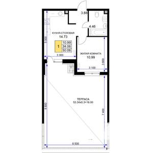 1-к квартира, вторичка, 50м2, 3/18 этаж