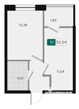 1-к квартира, вторичка, 33м2, 6/18 этаж