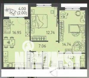 2-к квартира, вторичка, 59м2, 3/4 этаж