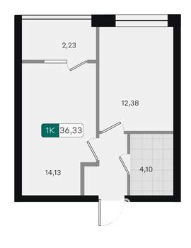 1-к квартира, вторичка, 36м2, 7/18 этаж