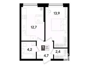 1-к квартира, вторичка, 38м2, 2/16 этаж