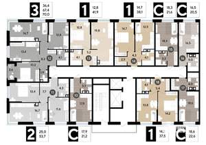 3-к квартира, строящийся дом, 70м2, 4/16 этаж