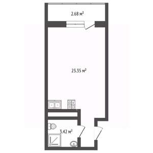 Студия квартира, вторичка, 27м2, 11/17 этаж