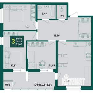 3-к квартира, вторичка, 82м2, 2/18 этаж