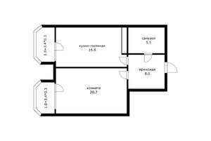 1-к квартира, вторичка, 51м2, 20/23 этаж