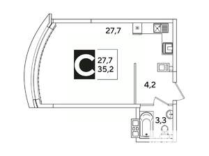 Студия квартира, вторичка, 35м2, 3/16 этаж