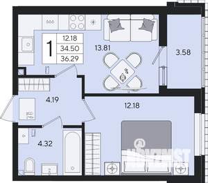 1-к квартира, вторичка, 36м2, 2/8 этаж
