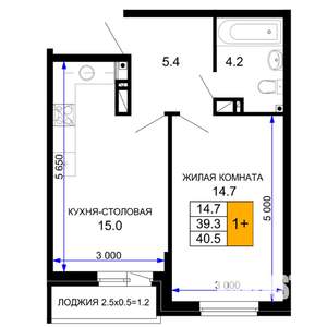 1-к квартира, вторичка, 41м2, 7/16 этаж