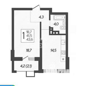 1-к квартира, вторичка, 40м2, 10/19 этаж