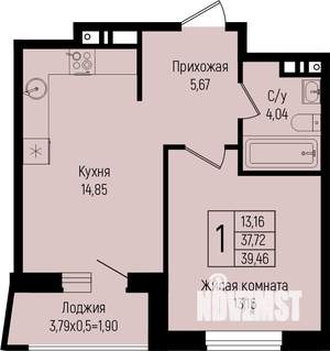 1-к квартира, вторичка, 39м2, 11/14 этаж