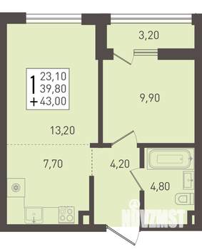 1-к квартира, вторичка, 43м2, 1/8 этаж