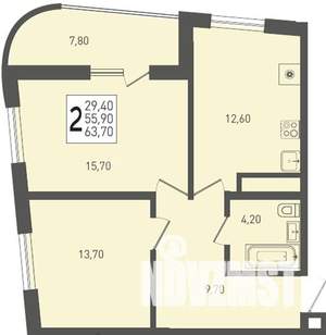 2-к квартира, вторичка, 64м2, 22/24 этаж
