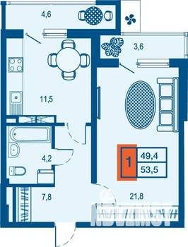 1-к квартира, вторичка, 49м2, 15/23 этаж