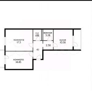1-к квартира, вторичка, 56м2, 9/10 этаж