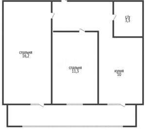 2-к квартира, вторичка, 46м2, 2/3 этаж