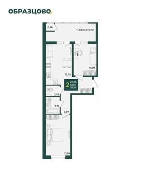 2-к квартира, вторичка, 60м2, 2/18 этаж