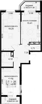 2-к квартира, вторичка, 63м2, 6/20 этаж