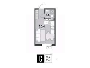 Студия квартира, вторичка, 24м2, 3/18 этаж