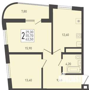 2-к квартира, вторичка, 64м2, 24/24 этаж