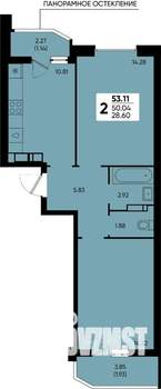 2-к квартира, вторичка, 53м2, 20/22 этаж