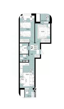 2-к квартира, вторичка, 62м2, 5/9 этаж