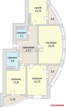 3-к квартира, вторичка, 85м2, 10/18 этаж