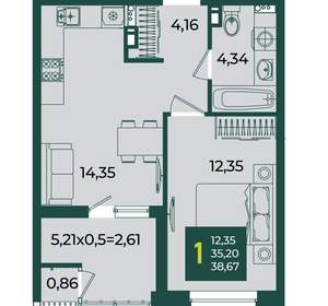 1-к квартира, вторичка, 39м2, 7/18 этаж