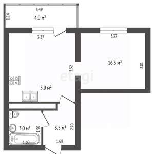 1-к квартира, вторичка, 28м2, 1/16 этаж