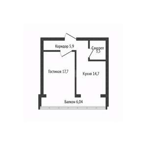 1-к квартира, вторичка, 42м2, 3/6 этаж