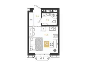 Студия квартира, вторичка, 22м2, 3/18 этаж