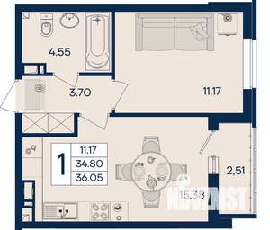 1-к квартира, вторичка, 36м2, 8/18 этаж