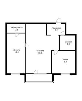 2-к квартира, вторичка, 43м2, 2/5 этаж