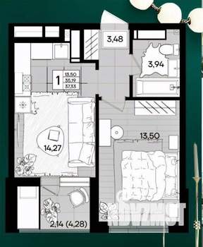1-к квартира, вторичка, 37м2, 14/18 этаж